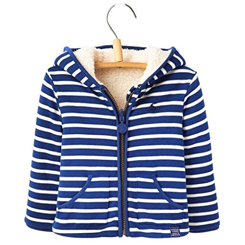 Baby Joules Boys James French Navy Striped Reversible Zipped Sweatshirt Jacket