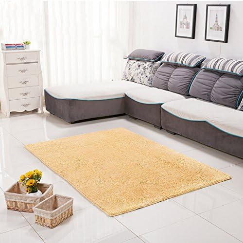 Encrypted chenille shag absorbent non-slip rug, solid color living room bedroom rug120*160cm ( Size : 120*200cm-yellow )