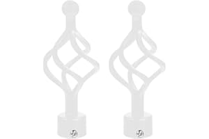 VOSAREA 2PCS Curtain Rod Finial Diy Craft Iron Art Spiral Shape Curtain Rod Head Cover Cap Vintage Drapery Rail Pole End Plug for Home Office Decor White