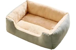 Baitang Bed Pet，Pet Bed Sofa Cat Beds Dog Sofa Soft Pet Square Plush Kennel Warm Thickened Cat Bed Washable Plush Medium Small Dog Bed House Pet Supplies(Green,50x40cm)