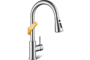 Hiqufet Kitchen Faucet with Pull Down Sprayer, Brushed Nickel High Arc Single Handle Kitchen Sink Faucet, Stainless Steel Modern Rv Faucets, llaves para fregaderos de cocina
