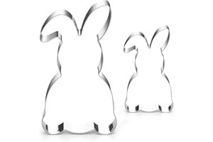 AUGESAK Formine Biscotti Pasqua, Stampini per Biscotti Pasquali Grandi, 2 Pezzi Stampo Coniglietto Pasquale, Stampi Acciaio Inox per Biscotti Pasquale, Tagliabiscotti per Coniglietti di Pasqua