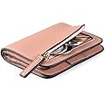 GAEKEAO Women's Wallet RFID Blocking Leather Compact Bi-fold Wallet for Woman Zipper Coin Pocket Small Ladies Purse with ID Window