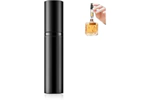 Coco Berming Parfümzerstäuber Nachfüllbar, Mini Sprühflasche 5ml für Reise, Aluminium Zerstäuber für Tasche, Kompakter Parfumbehälter Damen Herren Unterwegs (Schwarz x 1)