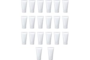 VASANA 20 tubos vacíos rellenables de plástico blanco para cosméticos, cremas, champú, limpiador facial, muestras de cosméticos, recipiente suave con tapa abatible