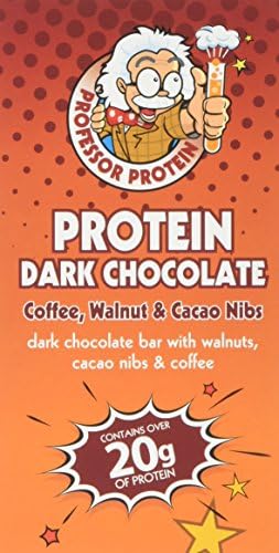 Professor Protein Dark Chocolate Protein Bar, 75 g, Coffee Walnut and Cacoa, 10-Piece