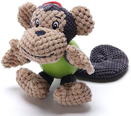Dog Squeaker Toys for Aggressive Chewers Boredom Indestructible Small and Medium Dogs 3 Colors to Choices (Brown(Monkey))