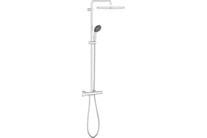 GROHE Vitalio Start 250 Cube QuickFix- Sistema ducha termostática (ducha mural 25 cm, teleducha 10 cm con 2 chorros), tecnología Water Saving (menos consumo de agua), cromo, 26696000