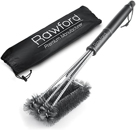 Professional Barbeque Brush – extra long handle (45 cm) – Premium BBQ accessoires – 3 stainless steel brushes in 1 cleaning tool – perfect for Weber, Infrared, Gas, Porcelain and Charcoal Grill