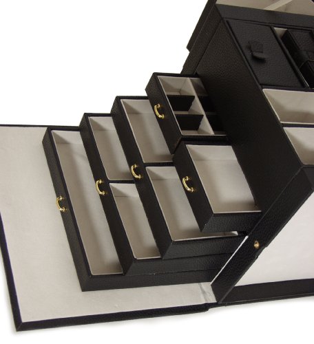 BRUBAKER Extravaganter gigantischer XXL Design Schmuckkoffer in exkl. Lederoptik Schwarz - 5