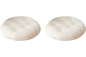 GENERIC 2er-Set Runden Plüsch Stuhlkissen 26x26 cm Sitzkissen Gefüllt, Memory Foam Kissen, Outdoor Gartenstuhlkissen, Garten Sitzpolster Set für Rattanstühle, Outdoor Stuhlauflage, 2er Set Weiß