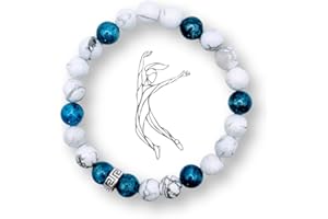 VibraSens Naturopathie Bracelet Howlite et apatite - vraies pierres naturelles - Fabriqué en France - perle naturelle pour le calme, la détente, l'harmonie et l'évacuation - mode bijoux naturel