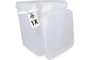‎FIXEDBYU FixedByU Eimer mit Deckel 10L transparent eckig Plastikeimer Lebensmittelecht Luftdicht und Stabil Leere Eimer mit Griff und Deckel Geeignet für Lebensmittelchemie Waschpulver Klebstoffe