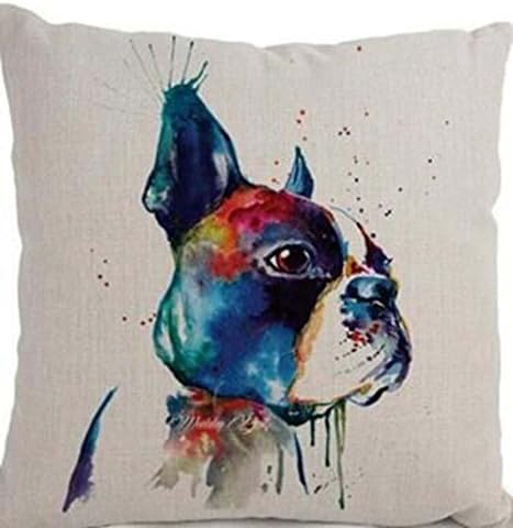 Oil Painting Bulldog The Boston Terrier Christmas Holiday Gift Throw Pillow Case Personalized Cushion Cover NEW Home Office Decorative Square 18 X 18 Inches (3)