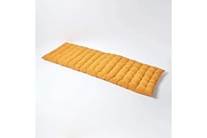 ‎HOMESCAPES Homescapes 3-Seater Bench Cushion, Mustard Yellow, Seat Cushion Bench Outdoor/Indoor, Oeko-Tex-Certified, Washable Seat Cover for Garden Bench & Bench, 143 x 48 cm