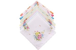 SMELEYOU Mandkerchiefs pour dames, mouchoirs femmes mouchoirs en coton dames 10pcs femmes vintage à imprimé floral mouchoir coton