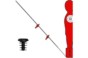 grandeemporio Calcio Balilla Asta Singola Passante (Uscente) Universale terzini, con 2 ometti Rossi. Asta Diametro mm.16, Lunghezza cm.121.