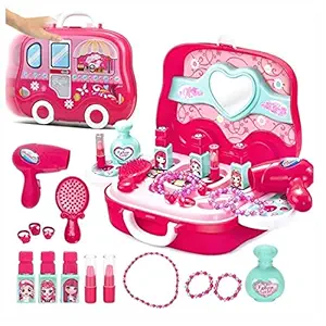 Kids Makeup kit, Pretend Play Make up Case and Cosmetic Accessories, Beauty Set for Girls Pretend Play Styling Saloon Toy Set for Girls- Multi Color