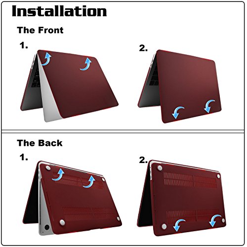 MacBook Pro 13 Hülle 2016, Infiland Ultra Slim Hochwertige Matt Gummierte Hartschale Tasche Schutzhülle Snap Case für NEUESTE 13-zoll MacBook Pro 13″ (2016 Freisetzung) A1706 / A1708 (Rotwein) - 6