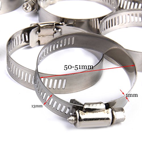 10pcs Einstellbar Kraftstoff Benzin Rohr Schlauchschellen Aus Rostfreiem Federklemme 27 51mm - 3