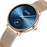 Damen Uhren Frauen Uhr Ultra Dünne Minimalistische Wasserdicht mit Edelstahl Mesh Armband Mädchen Mode Luxus Armbanduhr Elegant Geschäfts Beiläufig Analog Quarz Uhren Rose Gold