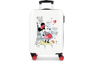 Disney Paris Maleta de Cabina, Niñas, Blanco, 38 cm x 55 cm x 20 cm