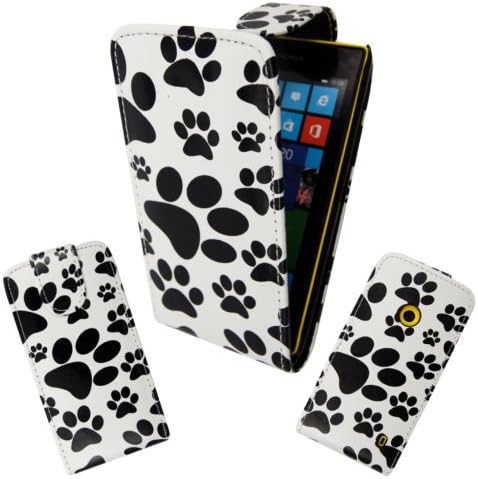 Stylish Leather Printed Gem Cover Case For Nokia Lumia 520 - Dog Paws