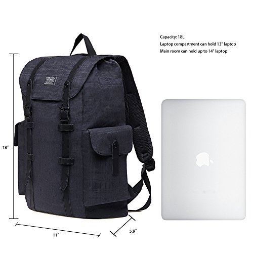 Rucksack Damen Herren Vintage KAUKKO Reiserucksack Studenten Rucksack Laptop Rucksack f  r 14  Notebook L  ssiger Daypacks Schultaschen of 2 Side Pock