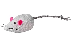 Trixie Plush Mice with Bell for Cat, 5 cm, White/Grey, 2-Piece