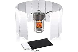 SunAurora Parabrisas de Estufa de Camping, Parabrisas de Cocina de Camping al Aire Libre Plegable de 12 Paneles, Parabrisas de Estufa de Gas de Aluminio