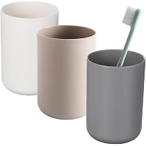 Set 4 Portaspazzolini Colorati Per Bagno - Bicchieri In Plastica Bicolore Per Famiglia E Viaggi - Foto 12