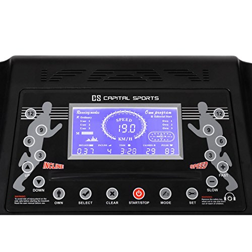 Capital Sports Pacemaker X30 Laufband Profi Heimtrainer (6,5 PS, 22km/h, zusammen-klappbar, gedämpfte Lauffläche, einstellbarer Steigung, 36 Trainingsprogramme) schwarz - 4