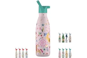 COOL BOTTLES Botella Agua Acero Inoxidable Infantil, Mantiene 36h Frío 18h Calor, Botella Térmica Sin BPA con Triple Pared Aislante, A Prueba de Fugas, 350ml