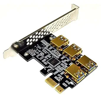 VER009S PCI-E Riser Card PCIe 1x to 16x USB 3.0 Data Cable Bitcoin Mining (1x to 4 USB 3.0 PCI-E -Rabbet GPU)