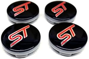 FEIJUNXIANGLIN Centre badges with ST logo for Ford alloys, 54 mm, for Ka Kuga Fusion Fiesta Focus Mondeo Galaxy C-MAX S-MAX and other models, set of 4