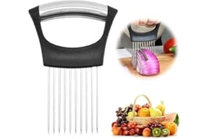 HOIDOKLY 2024 Supporto per cipolle migliorato per tagliare, nuovo porta fette di cipolla in acciaio inox, tagliaslimone, tagliaverdure per carne, cipolle, patate, pomodori (1 pezzo)