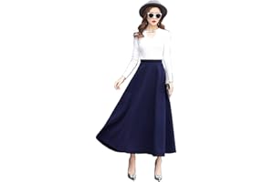 ARTYKEY Jupe Longue Femme Hiver Vintage Élégant Taille Haute Carreaux Maxi Jupe Laine A-Ligne Plissée Skirt S-3XL