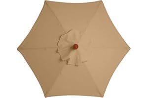 TIUTIU Parasol De Repuesto para Sombrilla De 6 Varillas De 10 Pies De Mercado, Antiultravioleta, Cubierta Superior del Parasol del Dosel del Jardín Tela De Repuesto (3M / 9.8Ft,Khaki)