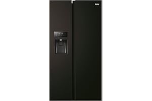 Haier SBS 90 SERIE 5 HSR5918DIPB Kühl-Gefrierkombination/Schwarz/Energieeffizienzklasse D/Wasser- und Eiswürfelspender/Festwasseranschluß/Multi-Airflow-System/Total No Frost