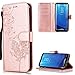 Produktbild FNBK Samsung Galaxy S8 Plus Hülle Leder Rosegold Löwenzahn Blumen Handyhülle Holster Leder Flip Wallet Cover Tasche Stand Case Card Slot Magnetverschluß Kratzfestes Schutzhülle