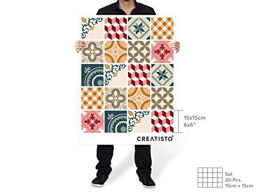 Fliesenaufkleber Fliesenfolie | Selbstklebende Fliesenbilder für Badezimmerfliesen und Fliesenspiegel | Küche renovieren mit Klebefliesen | 15×15 cm Motiv Swedish Tiles – 20 Stück - 4