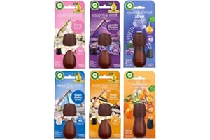 AIRWICK Air Wick Essential Mist Refills, Peony & Jasmine, Lavender, Sleep, Linen & Petals, Sweet Vanilla & Shea Butter, Mandarin & Sweet Orange, Pack 6 x 20ml, (6 different scents - 1 of each)