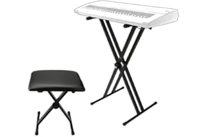 Outvita GLARRY Tabouret et Support pour Clavier, Double Embase Forme X, Kit de Support de Piano Électrique Pliable - en Métal, Noir