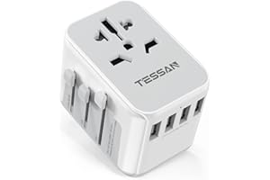 TESSAN Adattatore Universale da Viaggio, Presa Universale da Viaggio, Adattatore da Viaggio con 4 USB e 1 Presa CA, Adattatore Presa Internazionale per Inglese Americana Europa Australia Giappone