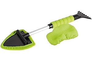 happy globe Nettoyant pour vitres et grattoir à Glace 2 en 1 | Nettoyant pour vitres avec Couvercle en Microfibre | Coussin de Remplacement Inclus | Entretien de la Voiture Broszio