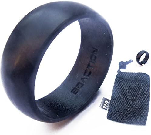 Silicone Wedding Ring. Men’s B2ACTION Rings, Premium Quality Series. Silicone Band With Storage Bag. Replacement Ring for those with and Active Lifestyle (Sports, Fitness, Outdoor, Firemen…)