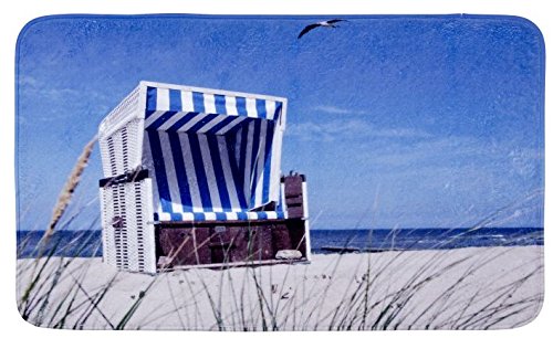 Preisvergleich Produktbild WENKO Badteppich Strandkorb - Duschvorleger, 100 % Polyester, Mehrfarbig