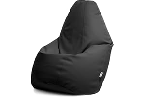 Avalon - Pouf Poltrona Sacco Grande in Similpelle Jazz, Puffo per Sedersi Ergonomico da Interno, Pouf a Sacco Impermeabile, Comoda Poltrona a Sacco Moderna, Made in Italy(80x80x125cm-Nero)