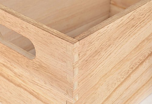ts-ideen 3er Set Holzkisten mit Deckel dreiteilig Stapel-Box Holztruhen Aufbewahrungskiste Antik Shabby Vintage Holz-Kiste natur - 4