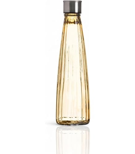 WESTCRAFT Oriental Glazen waterfles met schroefsluiting, luchtdicht, siliconen afdichting, koelkast, waterdrinkfles, vintage glazen fles, set van 3 stuks, gestreept